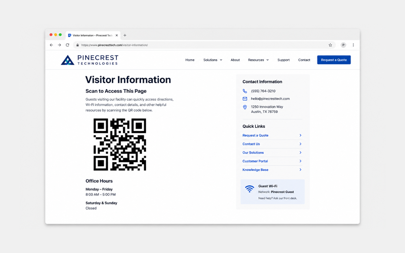 Instant QR shortcode output displayed on a WordPress page